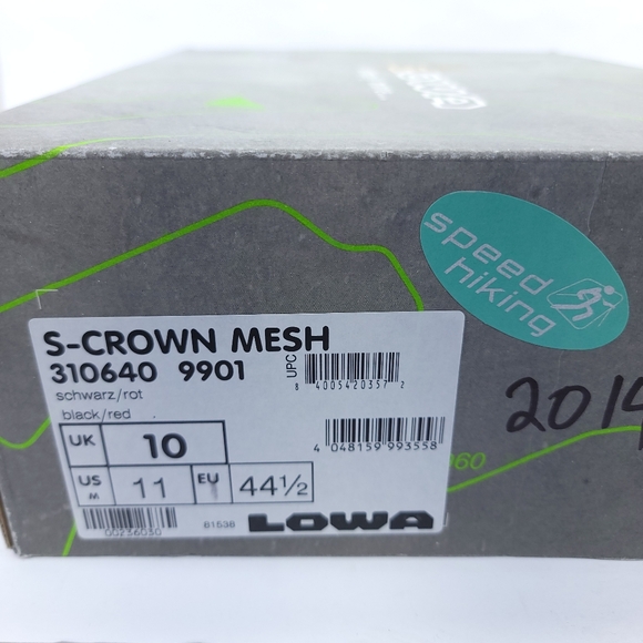 LOWA S-crown Mesh 310640 Black/Red Hiking Trail Sport Shoes Mens Size 11 - Picture 7 of 7